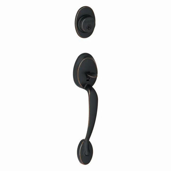 Schlage Plymouth Single Cylinder Exterior Active Handleset Only - Interior Trim Sold Separately Aged Bronze