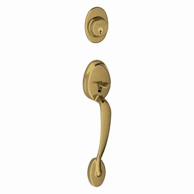 Schlage Plymouth Single Cylinder Exterior Active Handleset Only - Interior Trim Sold Separately Antique Brass