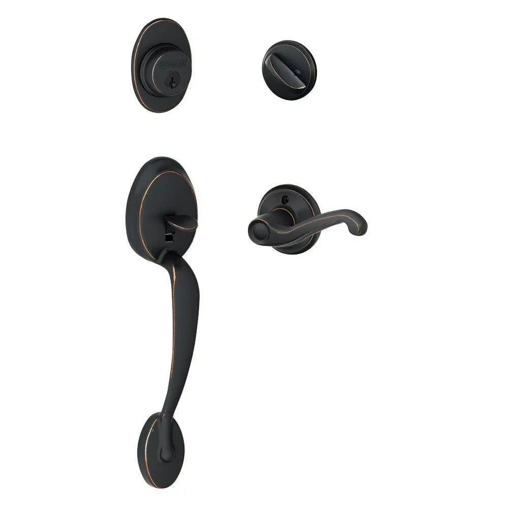 SchlageSchlage Plymouth Single Cylinder Handleset with Flair Lever in 