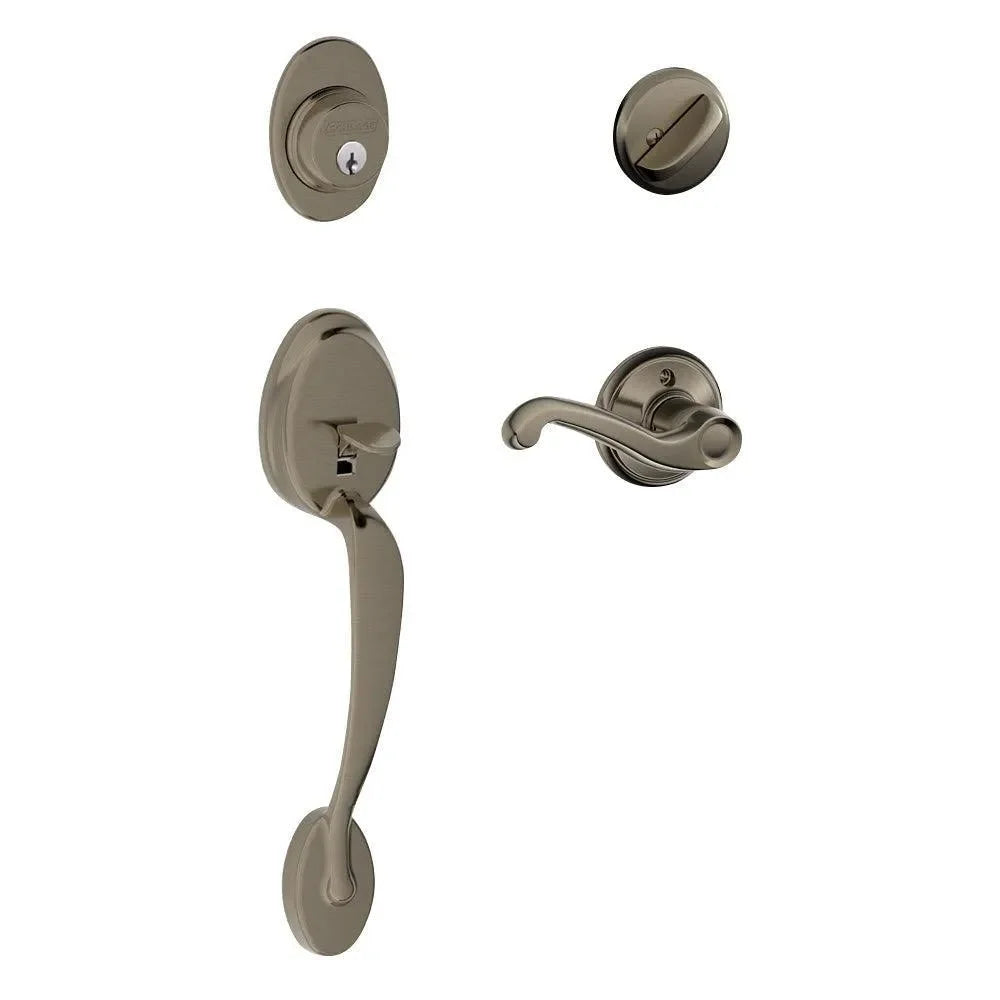 Schlage Plymouth Single Cylinder Handleset with Right Handed Flair Lever 