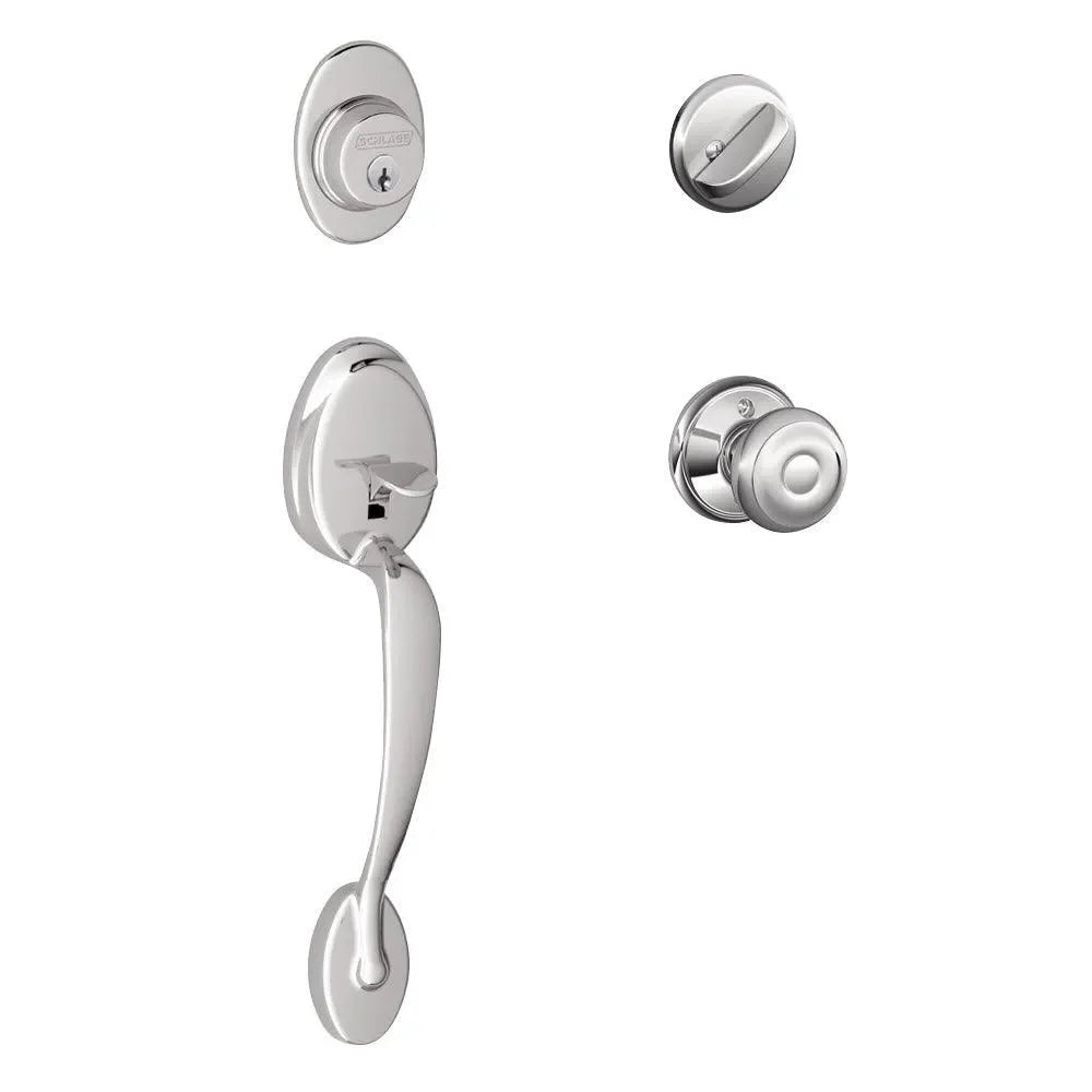Schlage Plymouth Single Cylinder Handleset with Georgian Knob 