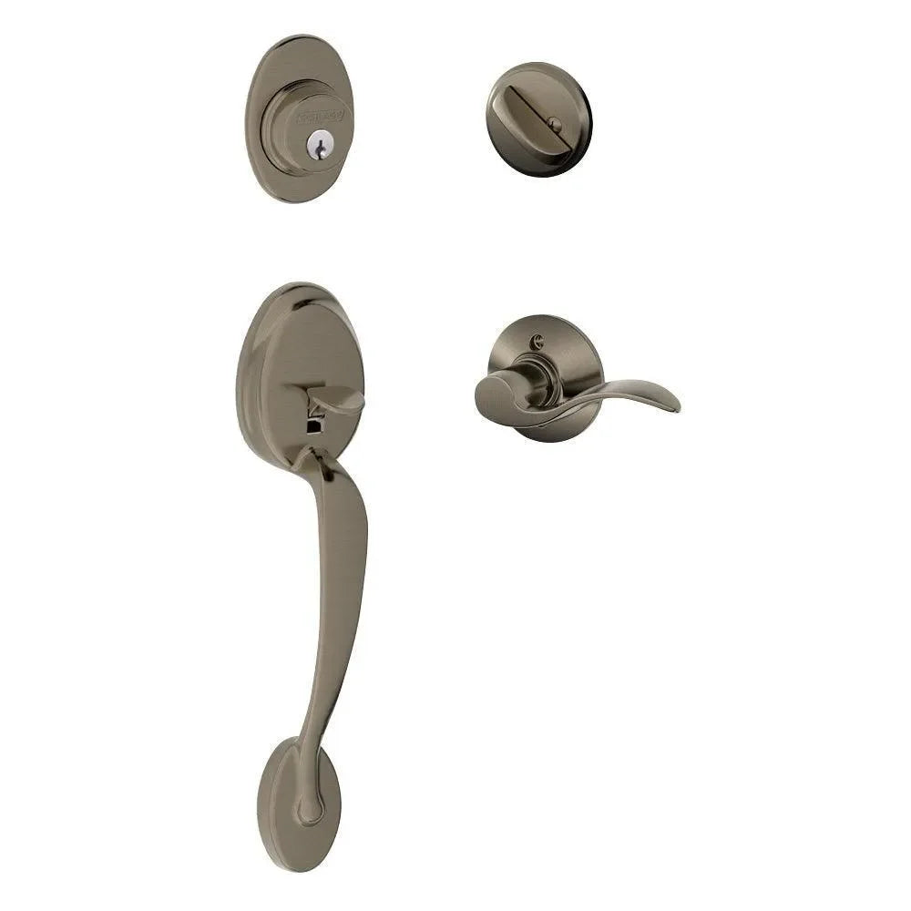 Schlage Plymouth Single Cylinder Handleset with Accent Lever Antique Pewter