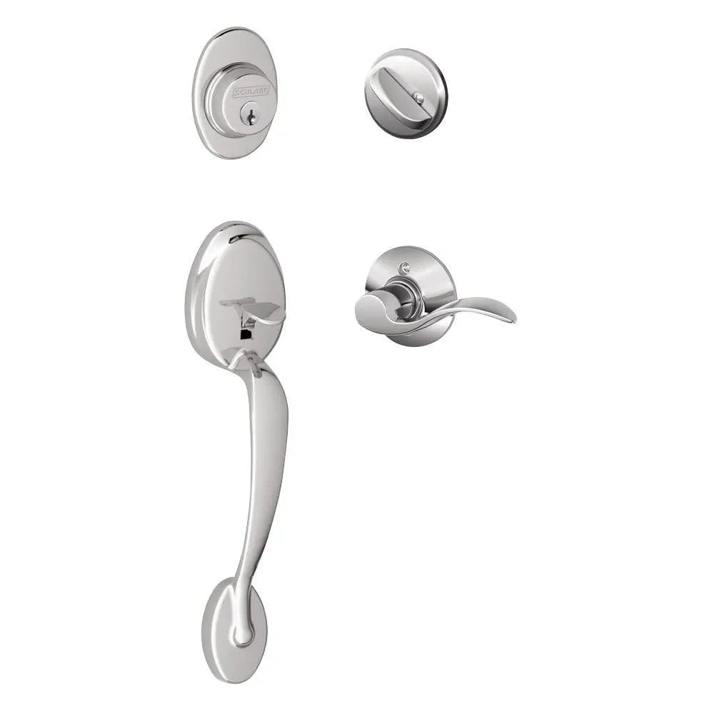 Schlage Plymouth Single Cylinder Handleset with Accent Lever Bright Chrome
