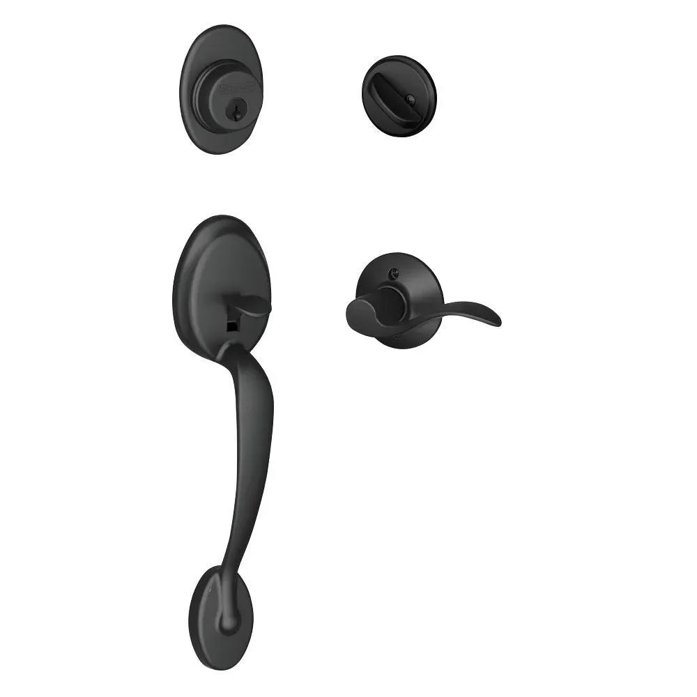 Schlage Plymouth Single Cylinder Handleset with Accent Lever Flat Black