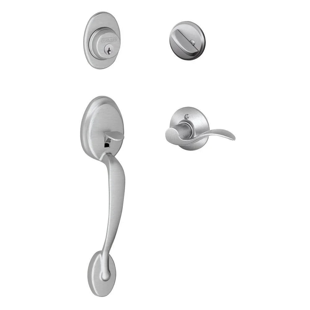 Schlage Plymouth Single Cylinder Handleset with Accent Lever Satin Chrome