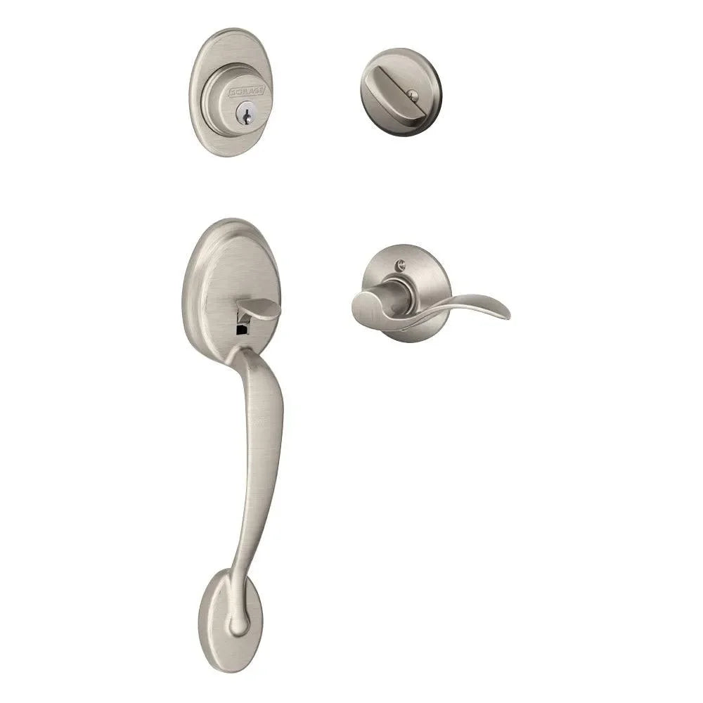 Schlage Plymouth Single Cylinder Handleset with Accent Lever Satin Nickel