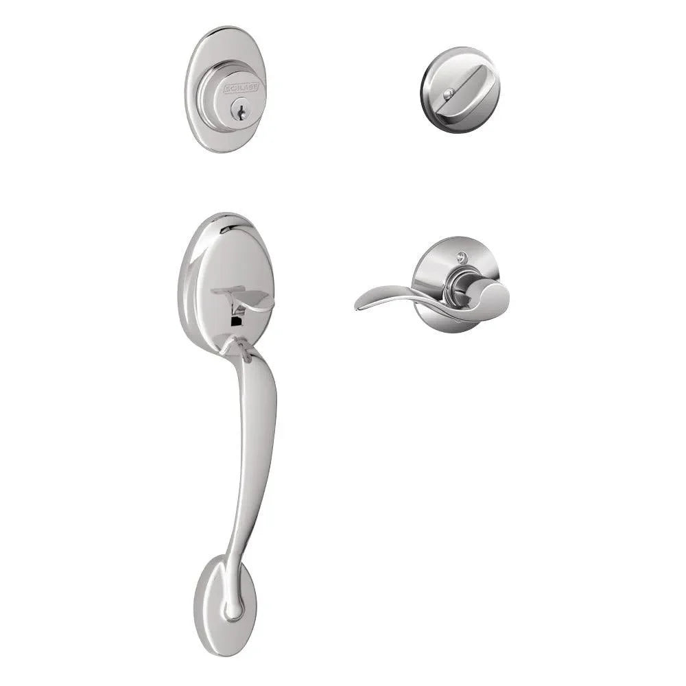 Schlage Plymouth Single Cylinder Handleset with Accent Lever Bright Chrome