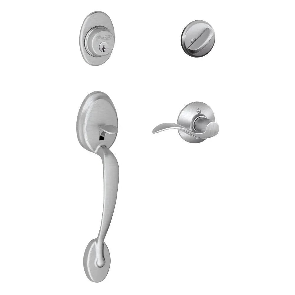 Schlage Plymouth Single Cylinder Handleset with Accent Lever Satin Chrome