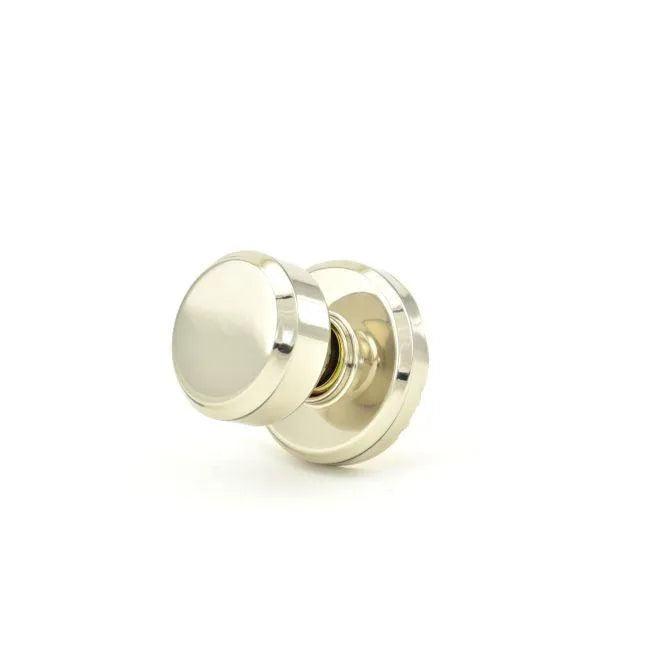 Schlage Bowery Knob Half Dummy With Greyson Rosette in Polished Nickel finish