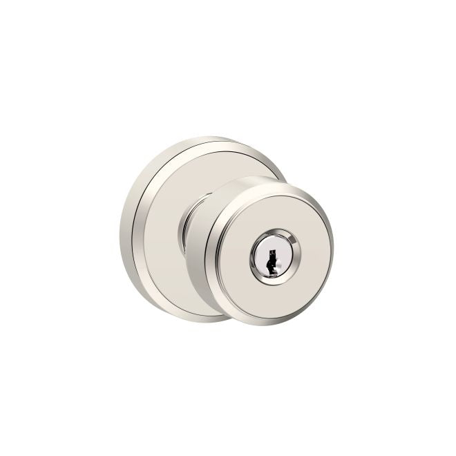 Schlage Bowery Knob With Greyson Rosette Keyed Entry Lock in Polished Nickel finish