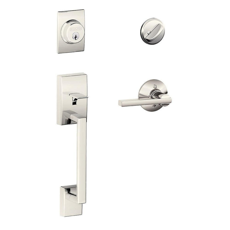 Schlage Century Single Cylinder Handleset with Latitude Lever in Polished Nickel finish