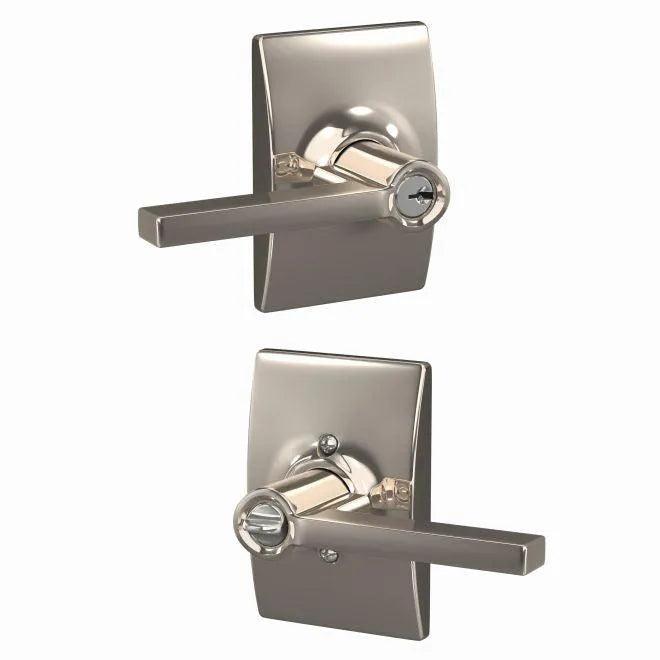 Schlage Latitude Lever With Century Rosette Keyed Entry Lock in Polished Nickel finish