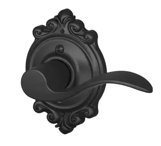 Schlage Accent Lever with Brookshire Rosette in Flat Black finish