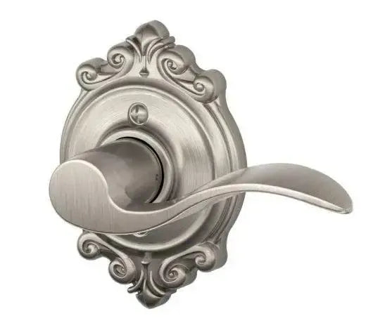 Schlage Accent Lever with Brookshire Rosette in Satin Nickel finish