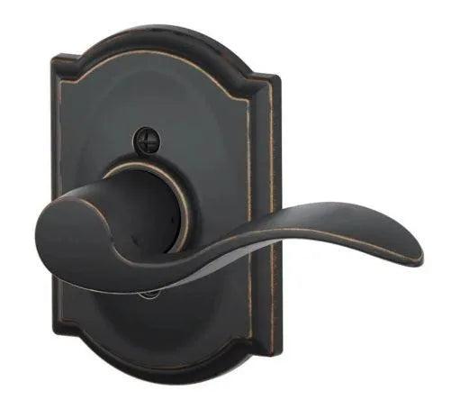 Schlage Right Hand Accent Lever With Camelot Rosette Half Dummy Aged Bronze