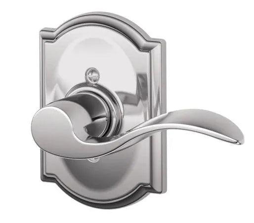 Schlage Right Hand Accent Lever With Camelot Rosette Half Dummy Bright Chrome