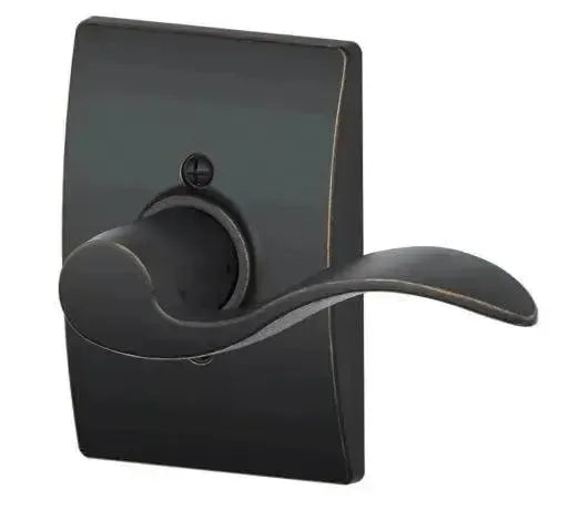 Schlage Accent Lever with Century Rosette in Aged Bronze finish