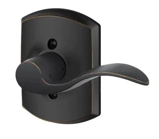 Schlage Right Hand Accent Lever With Greenwich Rosette Half Dummy Aged Bronze