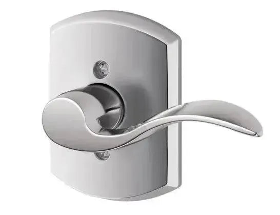 Schlage Accent Lever with Greenwich Rosette in Bright Chrome finish