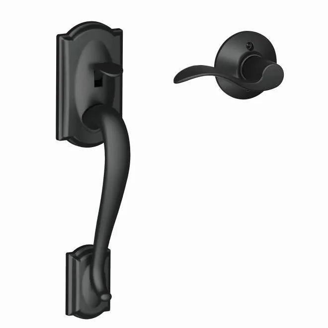 Schlage Right Hand Camelot Bottom Half Handleset With Accent Lever Flat Black