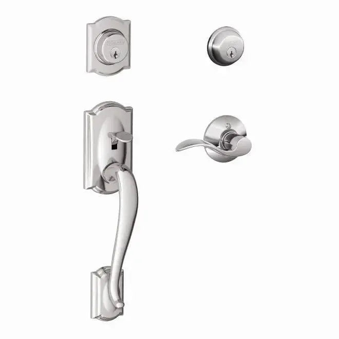 Schlage Camelot Double Cylinder Handleset with Accent Lever in finish