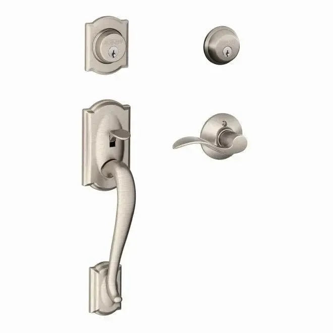 Schlage Camelot Double Cylinder Handleset with Accent Lever in finish