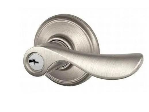 Schlage Right Hand Champagne Lever Storeroom Lock Satin Nickel