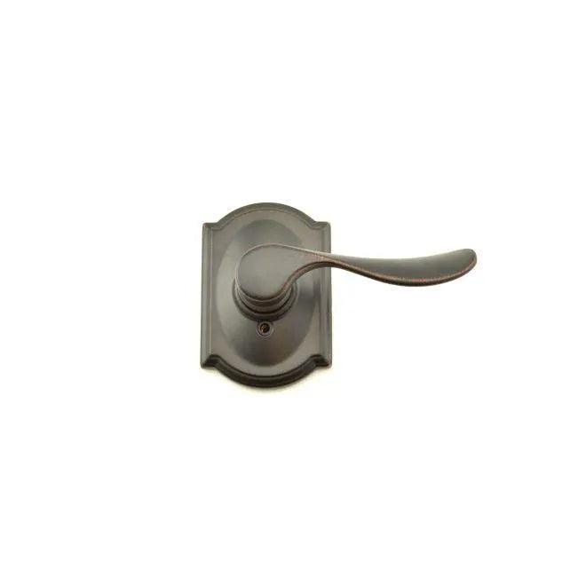 Schlage Right Hand Champagne Lever With Camelot Rosette Half Dummy Aged Bronze