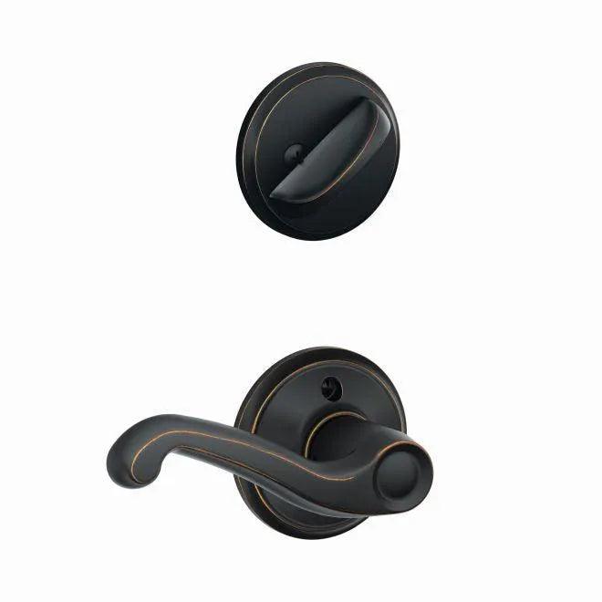 Schlage Right Hand Flair Lever Interior Active Trim - Exterior Handleset Sold Separately Aged Bronze