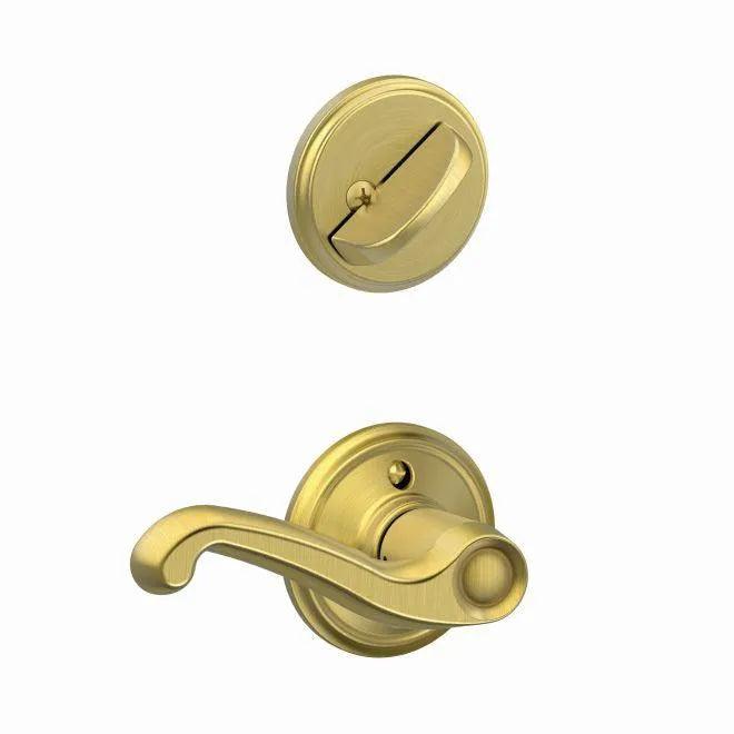 Schlage Right Hand Flair Lever Interior Active Trim - Exterior Handleset Sold Separately Satin Brass