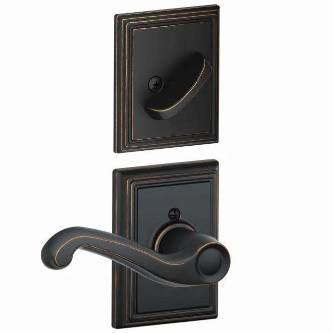 Schlage Right Hand Flair Lever With Addison Rosette Interior Active Trim - Exterior Handleset Sold Separately Aged Bronze