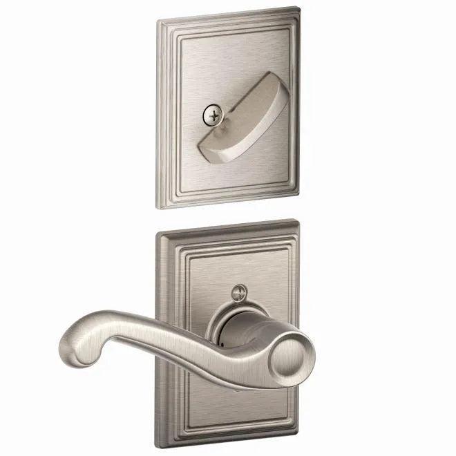 Schlage Right Hand Flair Lever With Addison Rosette Interior Active Trim - Exterior Handleset Sold Separately Satin Nickel