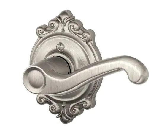 Schlage Right Hand Flair Lever With Brookshire Rosette Half Dummy Satin Nickel