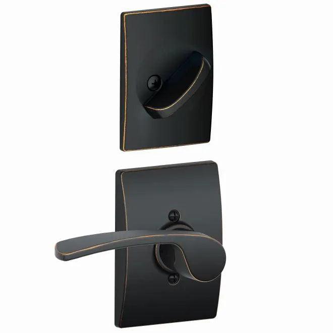 Schlage Right Hand Merano Lever With Century Rosette Interior Active Trim - Exterior Handleset Sold Separately Aged Bronze