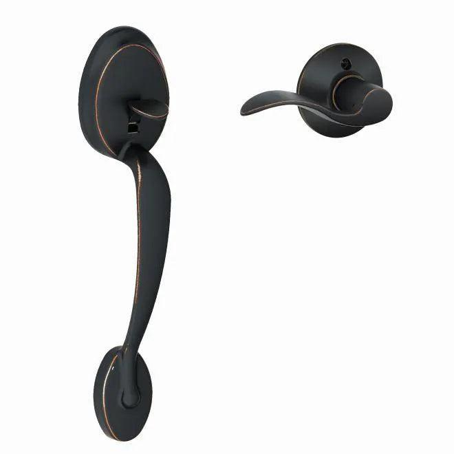 Schlage Plymouth Bottom Half Handleset with Accent Lever Aged Bronze