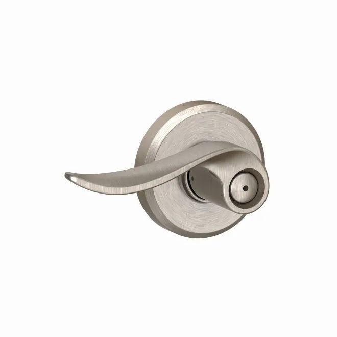 Schlage Sacramento Privacy Lever With Greyson Rosette Satin Nickel