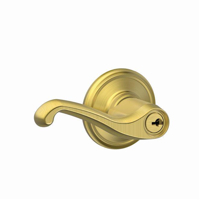 Schlage Flair Lever Keyed Entry Lock in Satin Brass finish