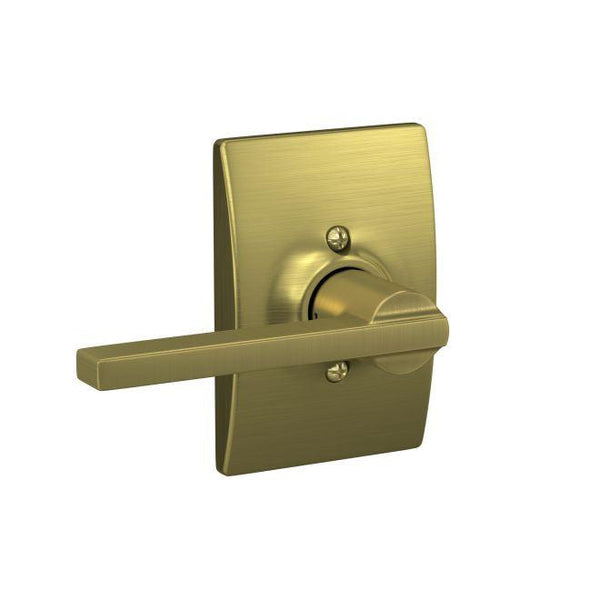 Schlage Latitude Lever With Century Rosette Half Dummy in Satin Brass finish