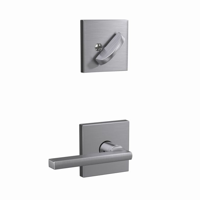 Schlage Custom Latitude Lever With Collins Rosette Interior Active Trim- Exterior Handleset Sold Separately in Satin Chrome finish