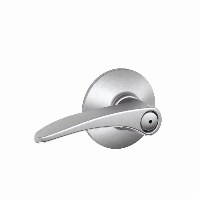 The Schlage Manhattan Privacy Lever in Satin Chrome finish
