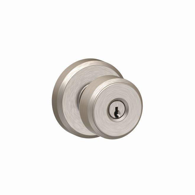 Schlage Bowery Knob With Greyson Rosette Keyed Entry Lock in Satin Nickel finish