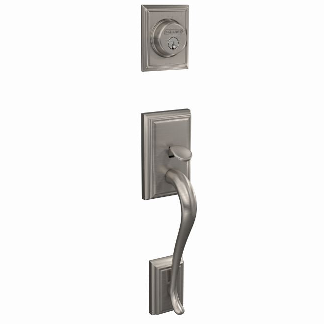 Schlage Custom Addison Single Cylinder Exterior Active Handleset Only - Interior Trim Sold Separately in Satin Nickel finish