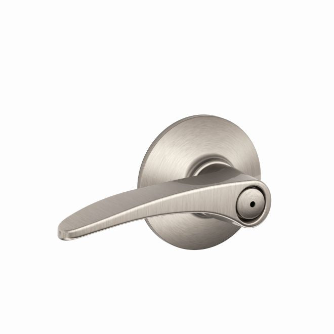 The Schlage Manhattan Privacy Lever in Satin Nickel finish