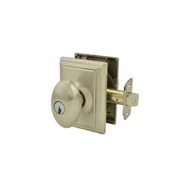 Schlage Siena Knob With Addison Rosette Keyed Entry Lock in Satin Nickel finish