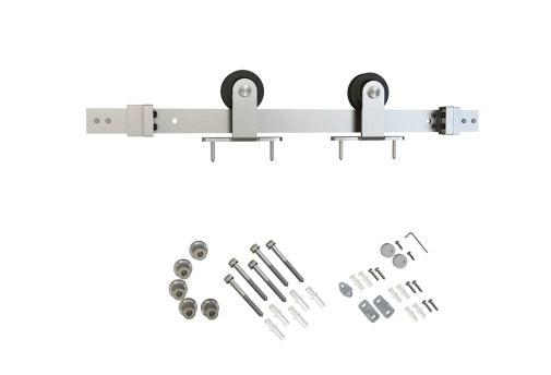 Schlage 6'6" Sliding Barn Door Hardware Kit with Top Mount Hangers in Satin Stainless Steel finish