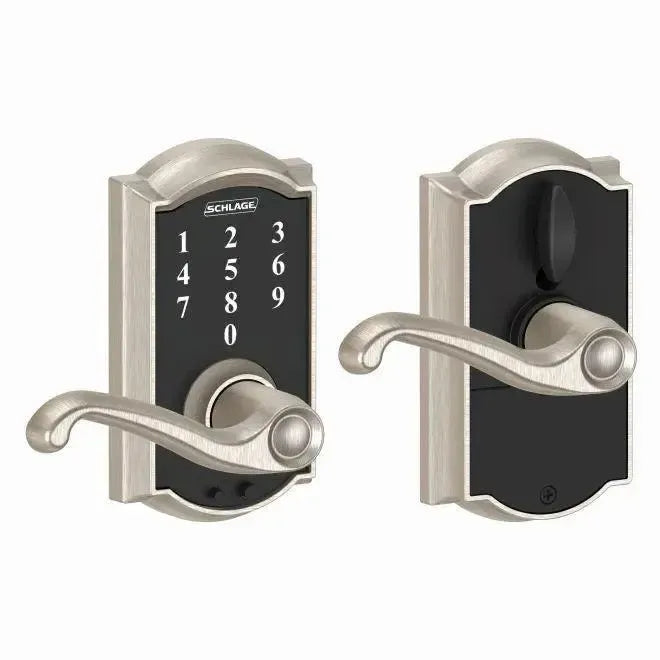 SchlageSchlage Schlage Touch Keyless Touchscreen Lever with Camelot trim and Flair Lever in 