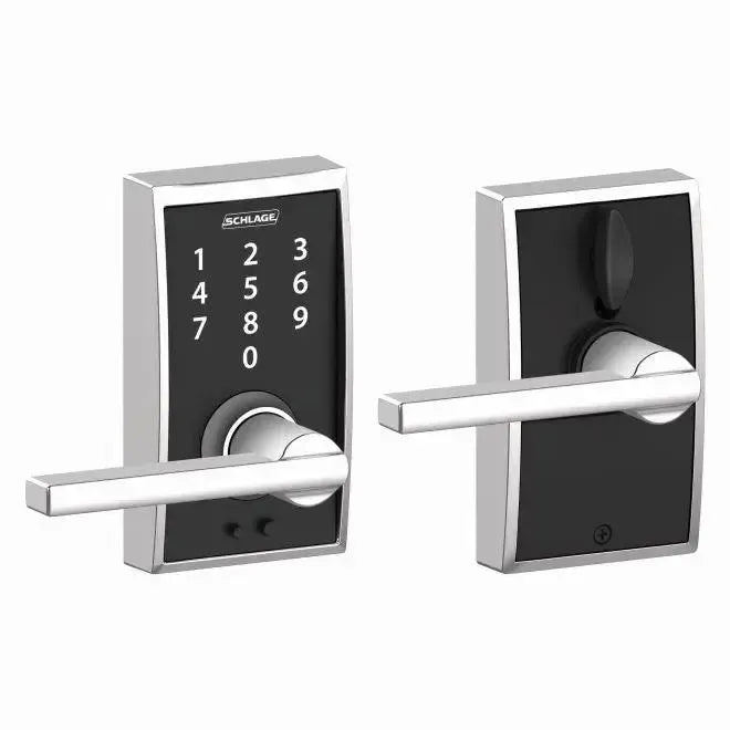 SchlageSchlage Schlage Touch Keyless Touchscreen Lever with Century trim and Latitude Lever in 