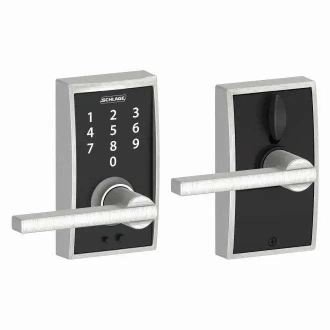 SchlageSchlage Schlage Touch Keyless Touchscreen Lever with Century trim and Latitude Lever in 