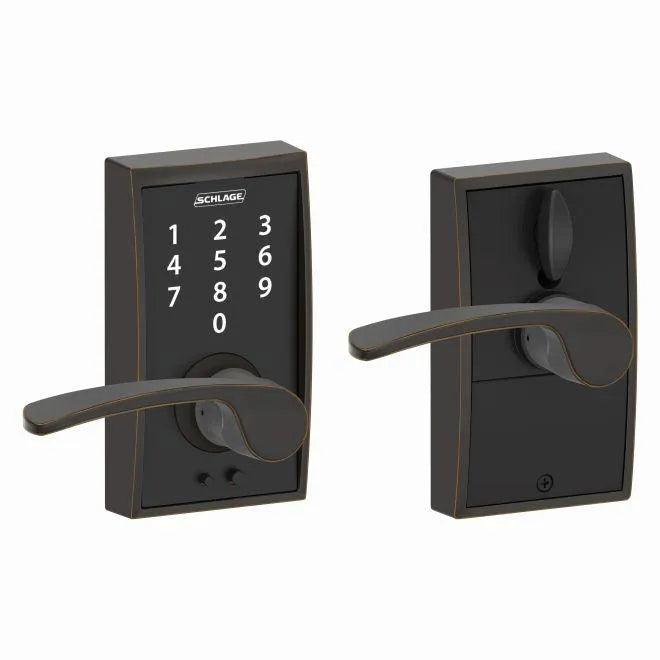 Schlage Schlage Touch Keyless Touchscreen Lever with Century trim and Merano Lever Aged Bronze
