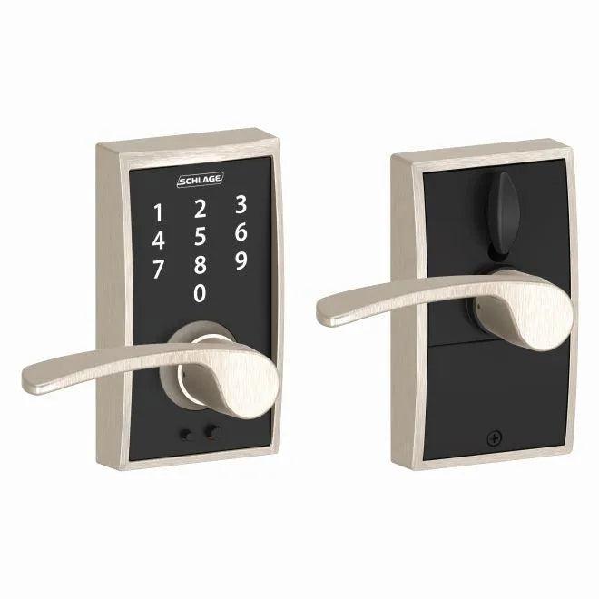 Schlage Schlage Touch Keyless Touchscreen Lever with Century trim and Merano Lever Satin Nickel